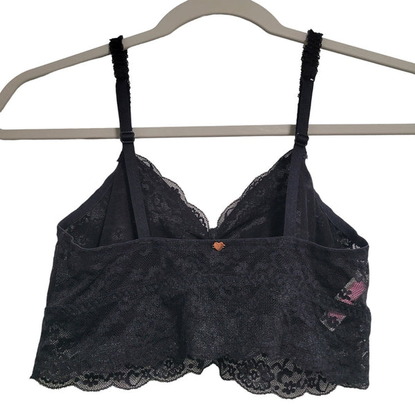 Victoria's Secret Black Lace Studded Bralette Adjustable Straps Size Medium