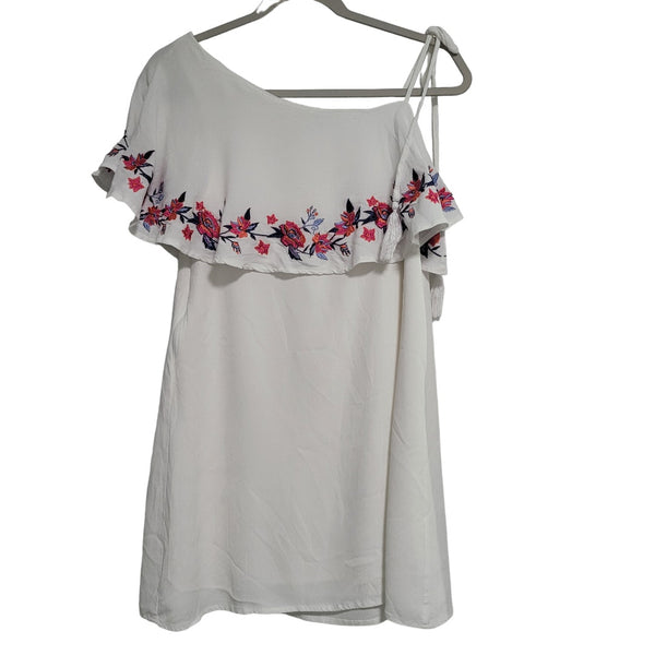 Miami White Floral Dress Sleeveless Tie Spaghetti Strap Mini Dress Size Small