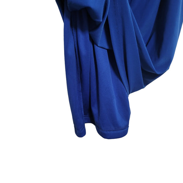 Adrianna Papell Blue Elbow Knee Length Dress Ruching Zip Up Back Size 4