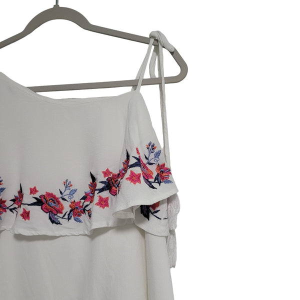 Miami White Floral Dress Sleeveless Tie Spaghetti Strap Mini Dress Size Small