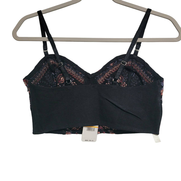 NWT Free People Intimately Black Floral Embroidery Emilia Soft Bra Size Small