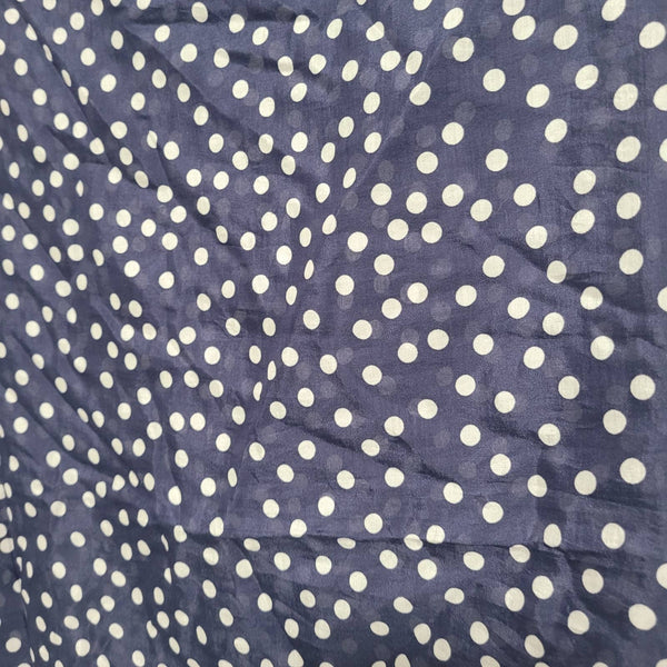 Ann Taylor Navy Blue Cream Polka Dots Large Scarf Shawl Wrap