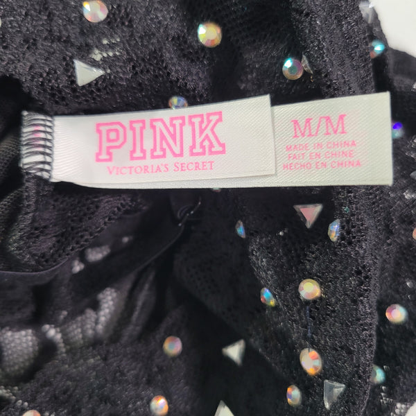 Victoria's Secret Black Lace Studded Bralette Adjustable Straps Size Medium