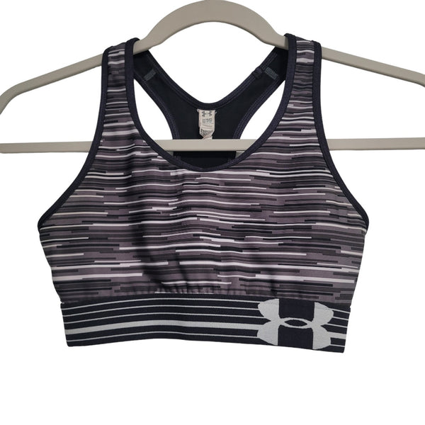 Under Armour Black White Gray Racerback Sports Bra Size XS