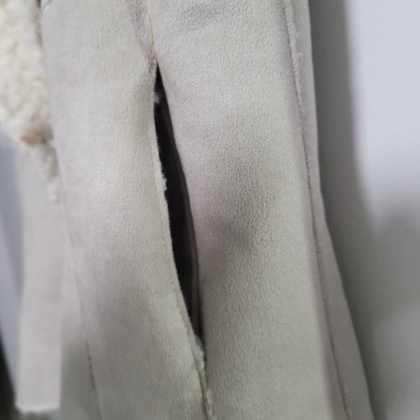 NWT JKT Vegan Sheepskin Vest Anthropologie Tan Pockets Hook and Eye Size XS