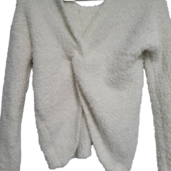 Hippie Rose Cream Twist Back Long Sleeve V-Neck Soft Sweater Size Small