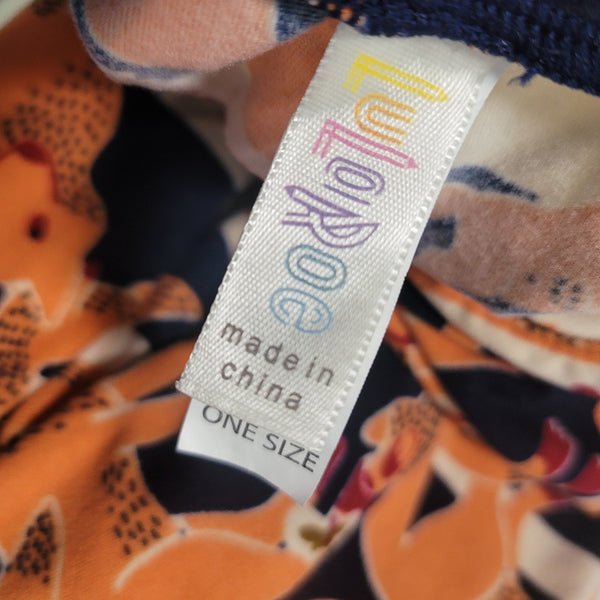 LuLaRoe Foxes Navy Blue Orange Cream Leggings One Size