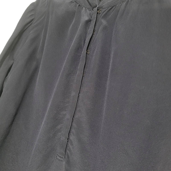 Banana Republic True Navy Blue Silk Blouse Long Sleeve Tap Size Large