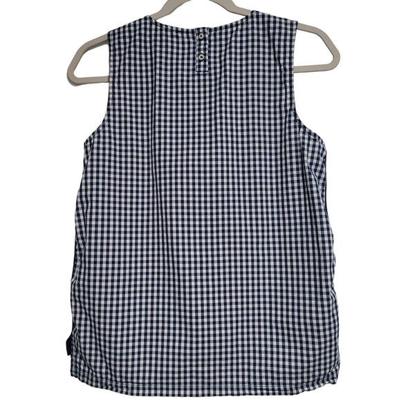 J. Crew Factory Blue White Gingham Contrast Terry Tank Top Size X-Small