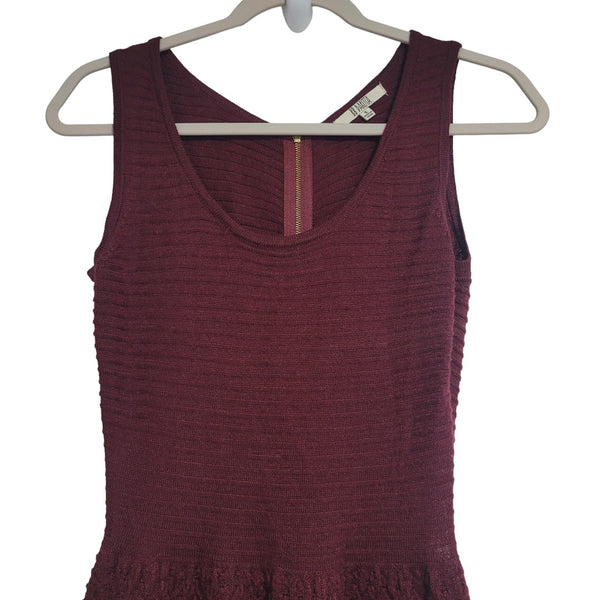 BB Dakota Adison Burgundy Sleeveless Textured Mini Dress Size Small