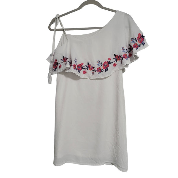 Miami White Floral Dress Sleeveless Tie Spaghetti Strap Mini Dress Size Small
