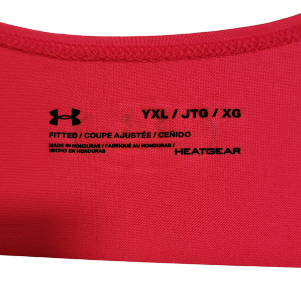 Under Armour Fitted Heat Gear Pink Black White Logo Racerback Tank Size Youth XL
