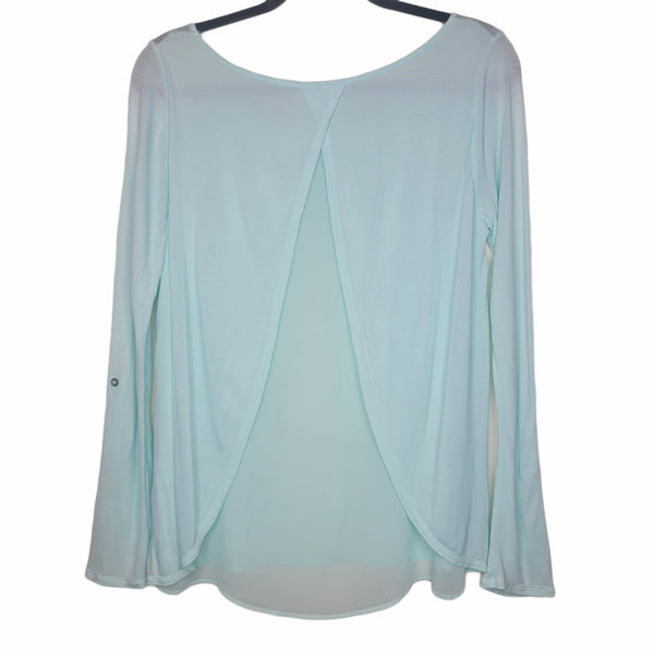 Express Light Blue Split Back Long Sleeve with Tab Size Small