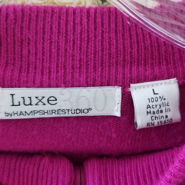 Luxe 360 by Hampshire Studio Pink Zip Up Acrylic Long Sleeve Size Large