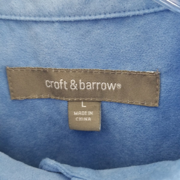 Croft and Barrow Blue Blouse Button Up Collar Long Sleeve Size Large