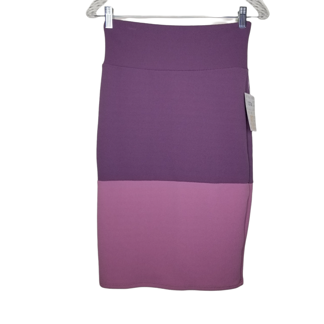 LuLaRoe NWT Cassie 2 Toned Purple Blocked Pattern Knee Length Pencil Skirt XS