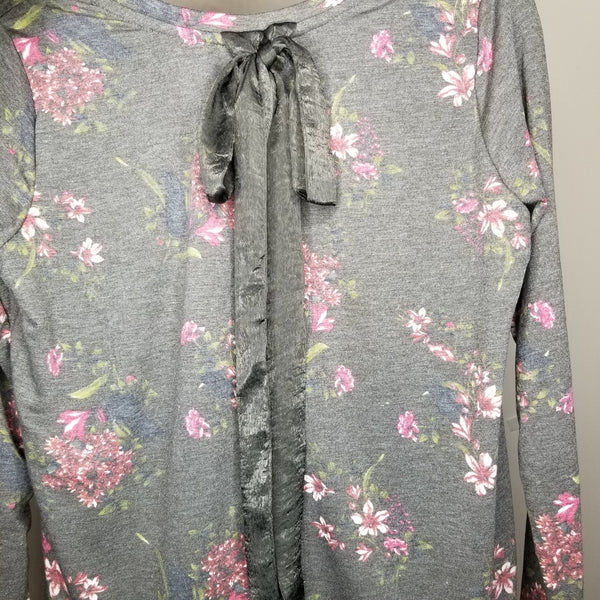 Bobeau Olive Floral Bow Open Back Size Medium