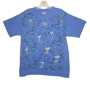 Peanuts Snoopy 90s Blue Short Sleeve T-Shirt Size Medium