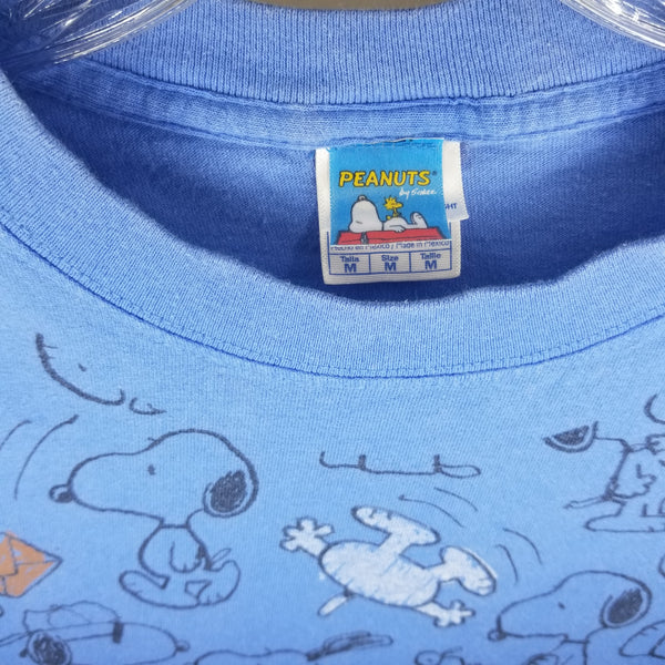 Peanuts Snoopy 90s Blue Short Sleeve T-Shirt Size Medium