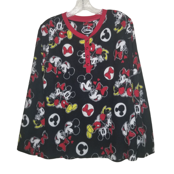 Disney Mickey Mouse Black 2 Piece PJ Set Ribbed Size Youth Large (12-14)