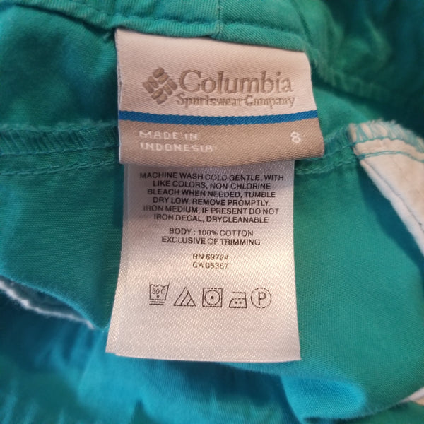 Columbia Kenzie Cove Turquoise Blue Causal Shorts Pockets Belt loops Size 8