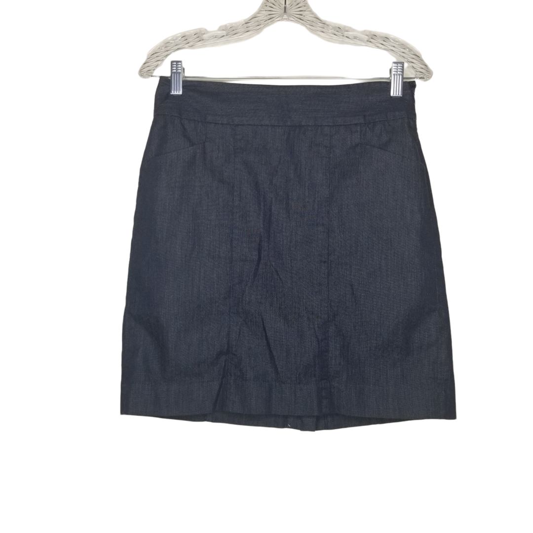 LOFT AT Women's Dark Blue Pencil Skirt Pockets Left Side Zipper Clasp Size 4