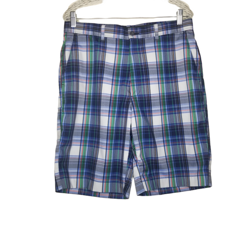 RH Men's Green White Blue Red Plaid Shorts Size 32