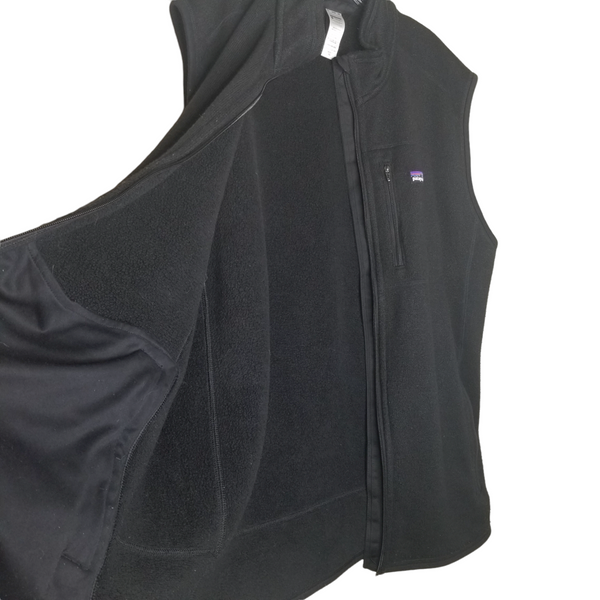 Patagonia Men's Black Fleece Vest Zip Up Collar Pockets Size XXL