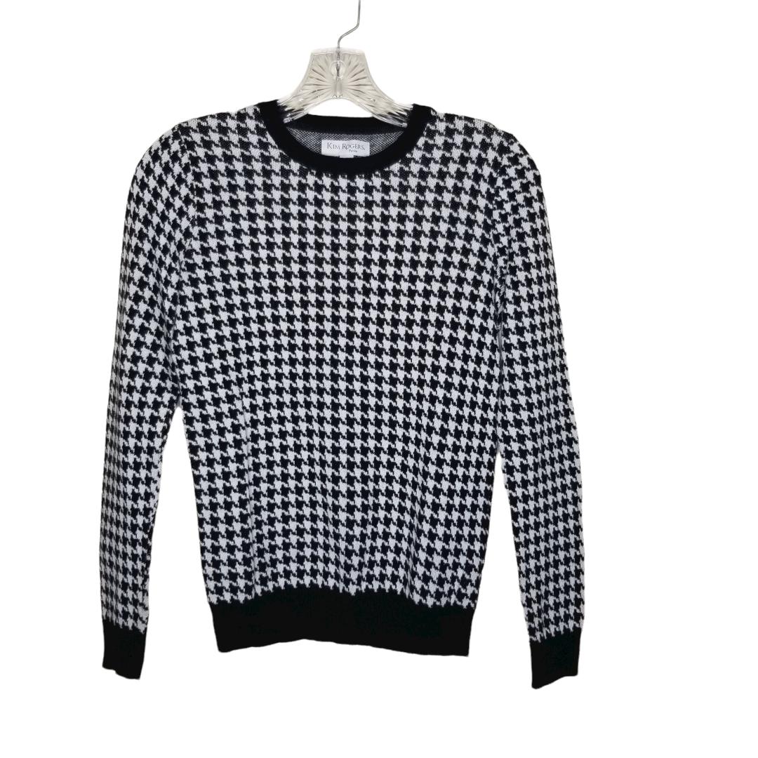Kim Rogers Black White Patterned Long Sleeve Sweater Size Petite Small
