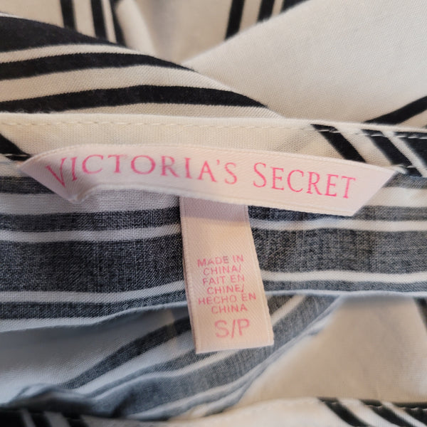 Victoria's Secret Black White Stripes Turquoise Fringe Sleeveless Top Size Small