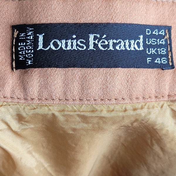 Louis Feraud Vintage Wool Cashmere Peach Knee Length Pencil Skirt Size 14