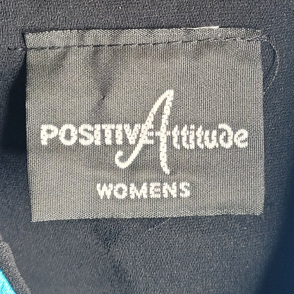 Positive Attitude Baby Blue Black Trim Open Blazer Shoulder Pads Size 22