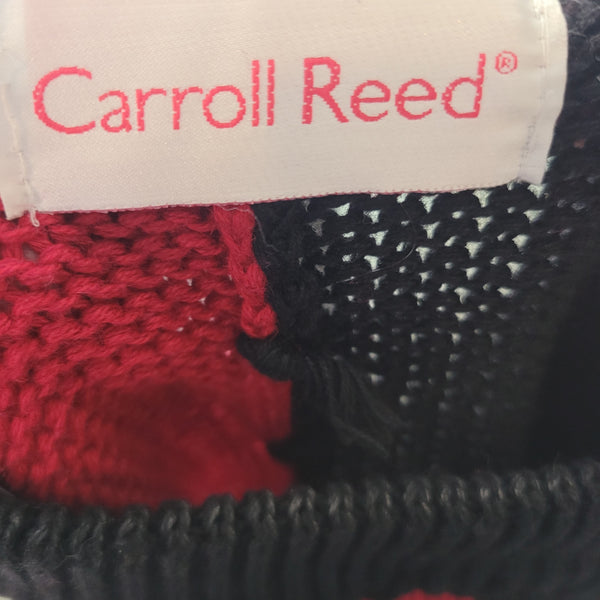 Carroll Reed Vintage Black Red Sweater Shoulder Pads Size Large