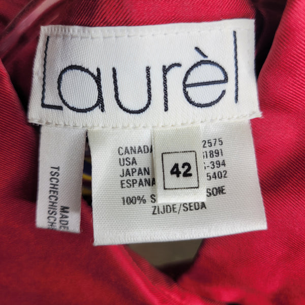 Laurel Vintage Multicolored Long Sleeve Silk Blouse Gold Buttons Size 42