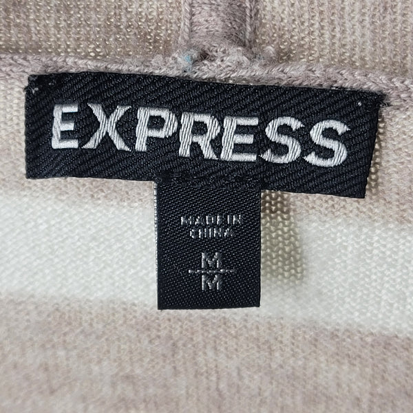 Express Women's Tan White Strip Long Sleeve Open Cardigan Size Medium