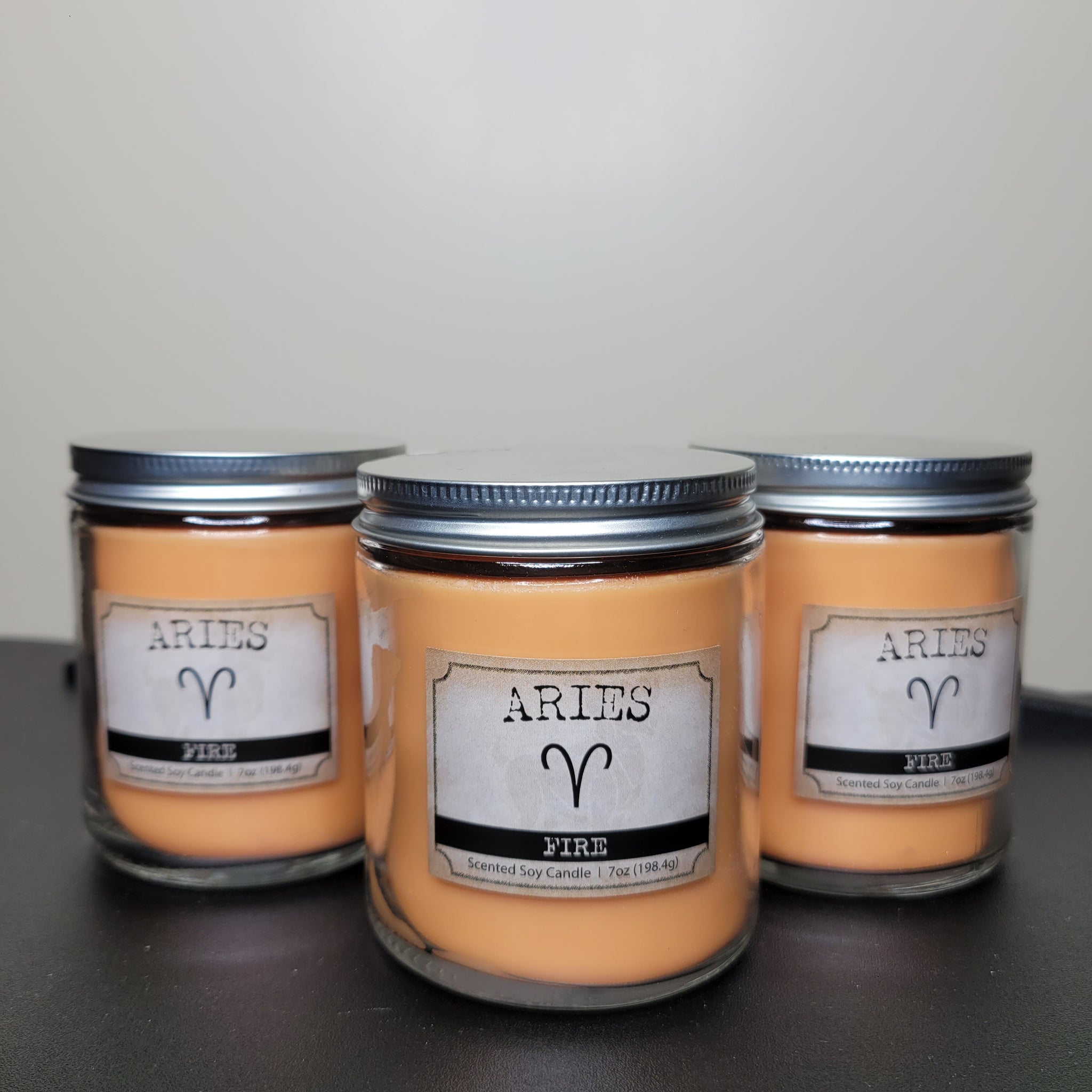 Zodiac Aries Fire Cashmere Amber 7 oz Set of 3 Scented Soy Candles Bundle