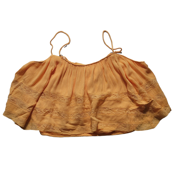 NWT Free People Orange Home Again Crop Lace Cami Spaghetti Straps Size Small