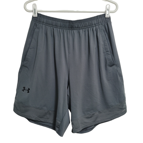 Under Armour Loose Men's Gray Elastic Waist Athletic Shorts Pockets Size Medium