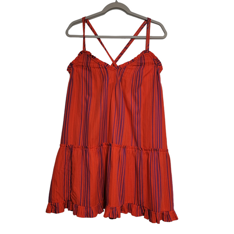 Universal Thread Red Purple Criss Cross Straps Pockets Mini Dress Size Small