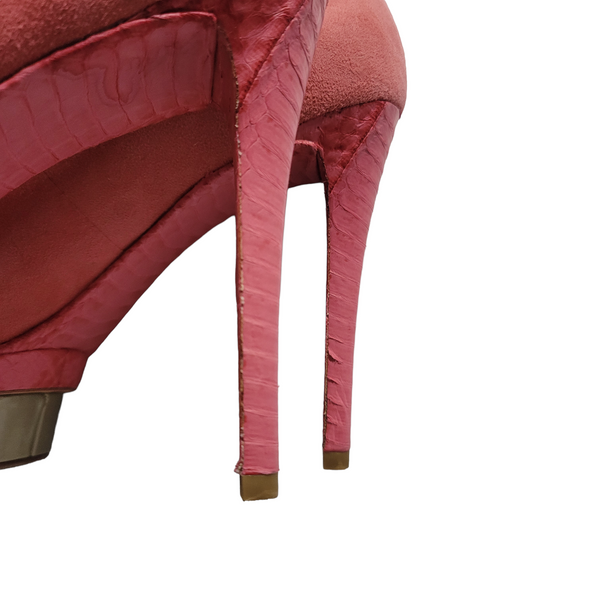 B Brain Atwood Franciska Pink Suede Platform Pumps Peep Toe Size 7.5