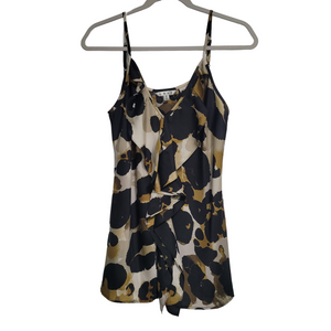 Cabi Women's Animal Print Tank Sleeveless Blouse Ruffle Front V-Neck Size Medium
