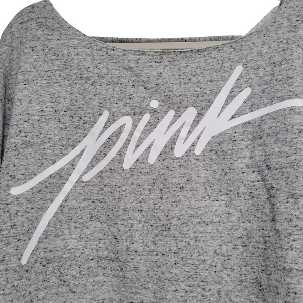 PINK Victoria's Secret Gray Cropped Sweatshirt Ladder Back Size Small