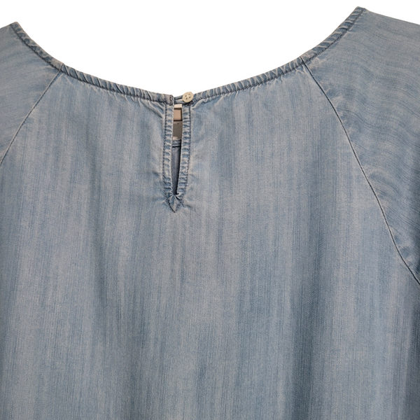 Soft Joie Blue Chambray Mini Dress 3/4 Sleeve Keyhole Back Size Medium