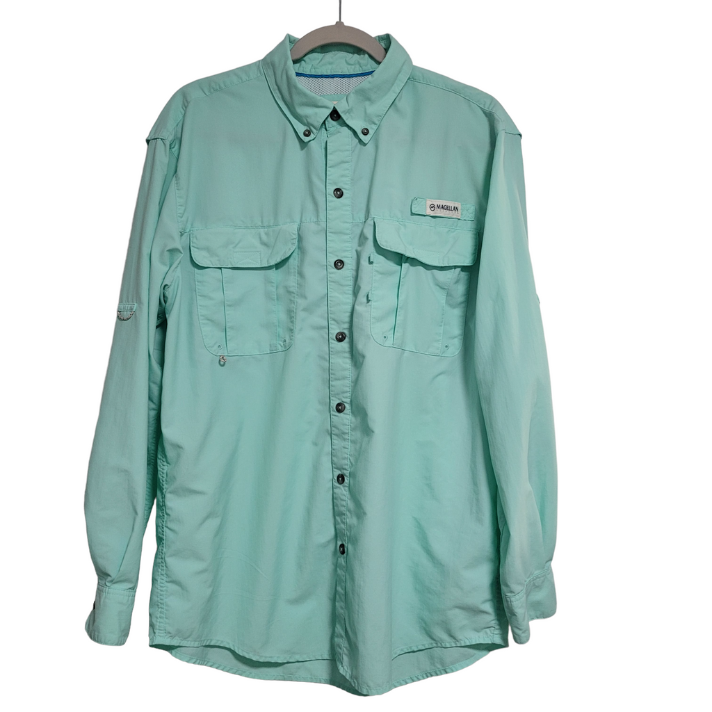 Magellan Outdoors Men's Laguna Madre Solid Long Sleeve Fishing Shirt S –