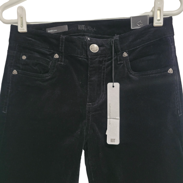 KUT from the Kloth Black Dianna Skinny Corduroy Jeans Pockets Belt Loops Size 2