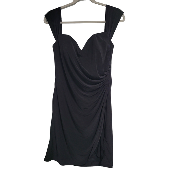 La Femme Black Off the Shoulder Ruching Sweetheart Neckline Zip Up Mini Dress 12
