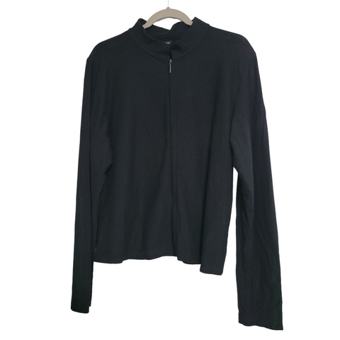 Eileen Fisher Women's Black Stand Collar Zip Up Jacket Size Medium
