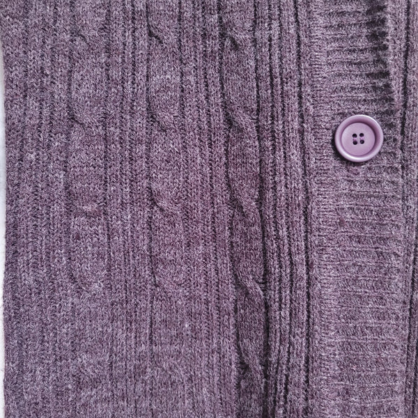 AC Alexandra Purple Button Up Cardigan Acrylic Wool Sweater Collar Size Medium
