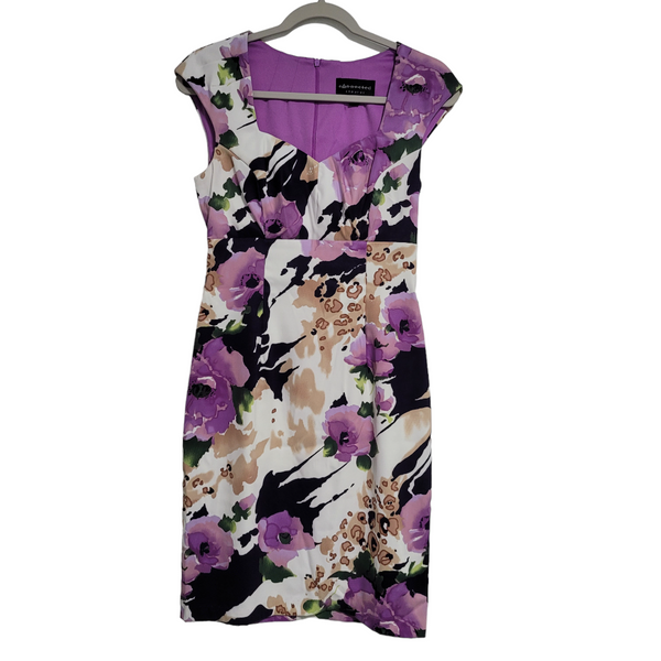 Connected Apparel Multicolored Floral Sweetheart Neckline Cap Sleeve Dress 6