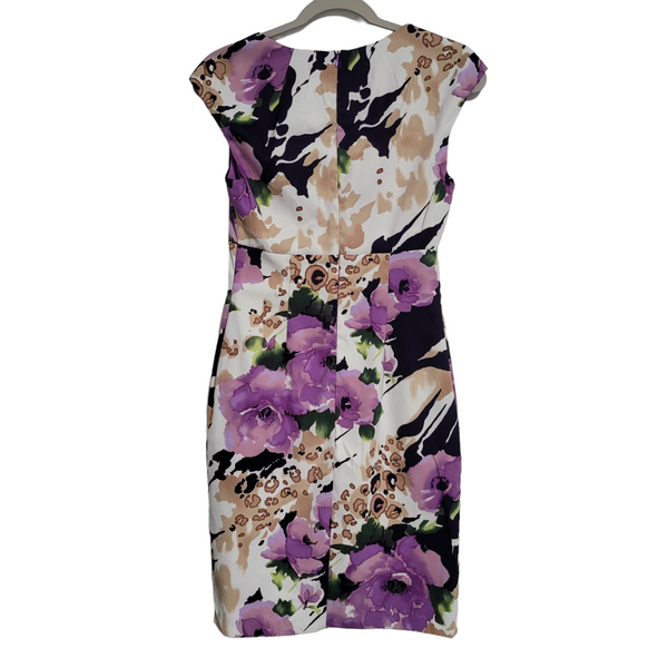 Connected Apparel Multicolored Floral Sweetheart Neckline Cap Sleeve Dress 6